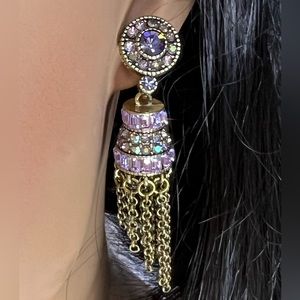 Heidi Daus 🆕 “King Louis” violet crystal drop earrings